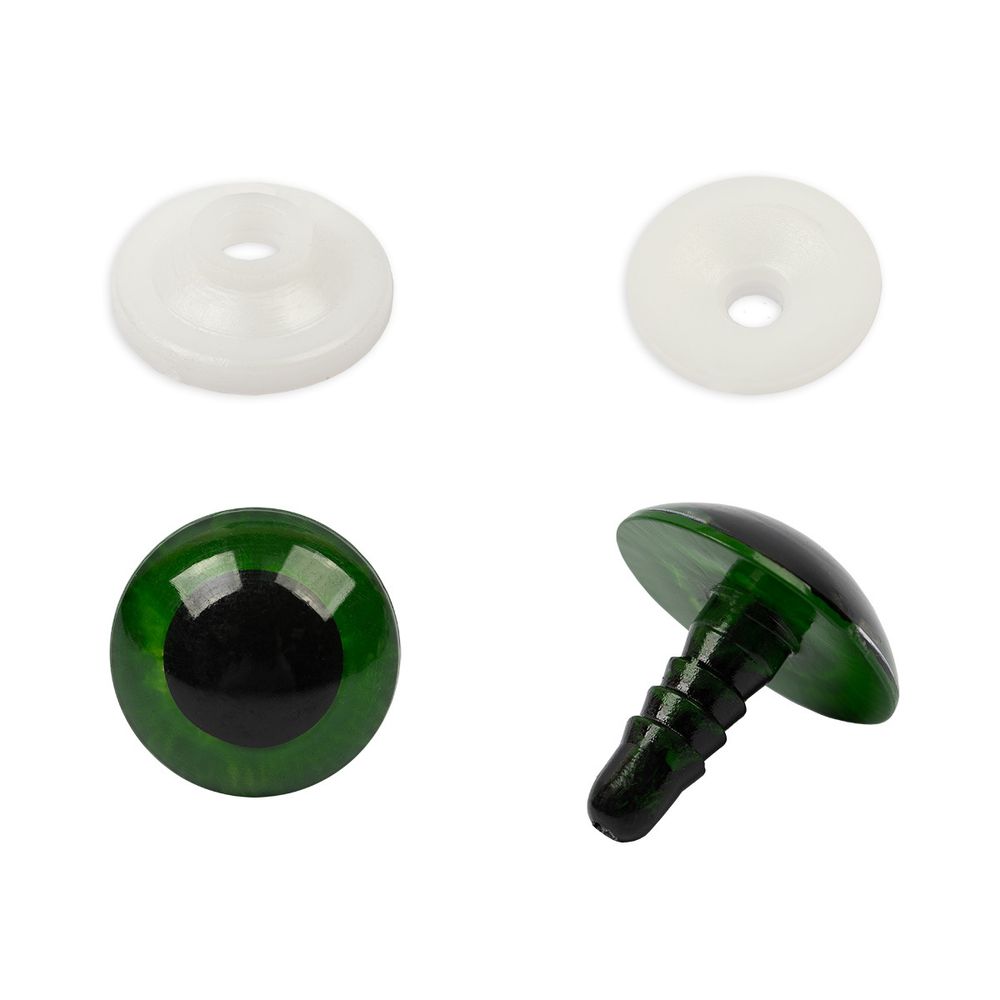 Глазки кукольные кристальные с фиксатором ⌀18 мм, 5х2 шт, зеленый, HobbyBe PGKS-18