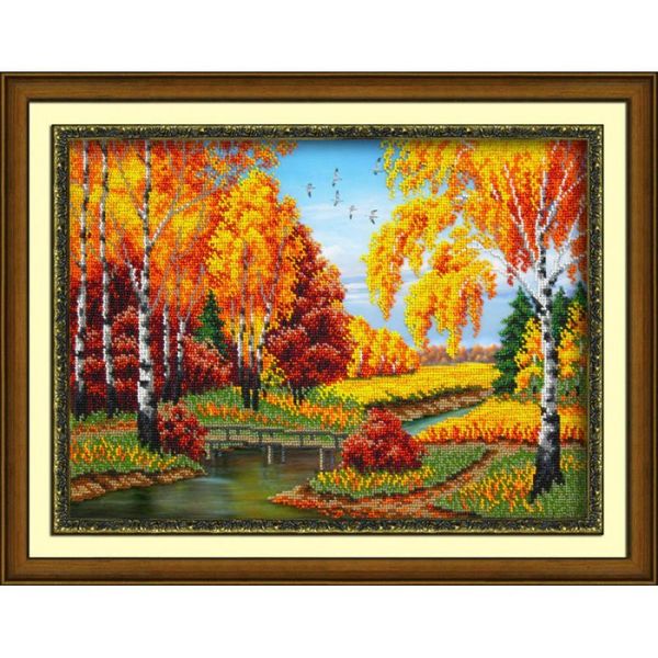 Набор для вышивания бисером Паутинка, Золотая осень 28х38 см