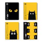 Тетрадь-перевертыш ученическая общая, A5 96 л. на гребне 65 г/м², белизна 100 %, 4 шт, клетка, 01215 Чёрный кот, Светоч Т119