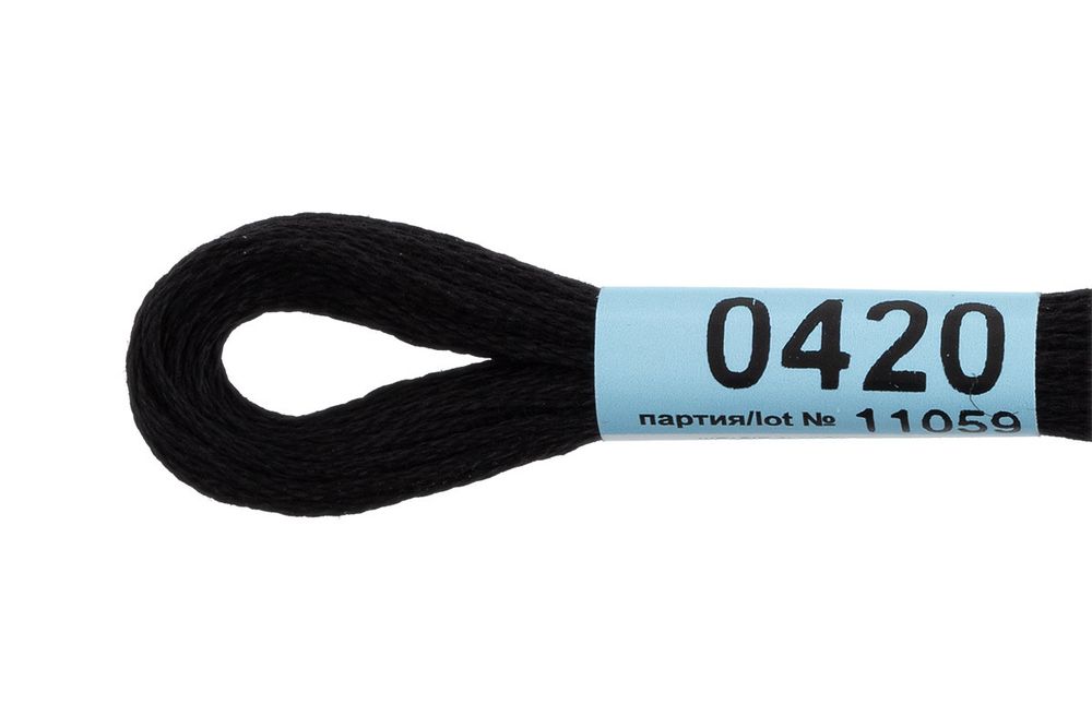 Мулине Gamma 100% хлопок, цв.0420 черный, 24 мотка по 8 метров