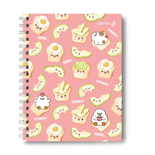 Тетрадь ученическая общая, A5 48 л. на гребне 60 г/м², белизна 90 %, 8 шт, клетка, 01169 МИКС - У меня есть сквиш, Светоч Т104