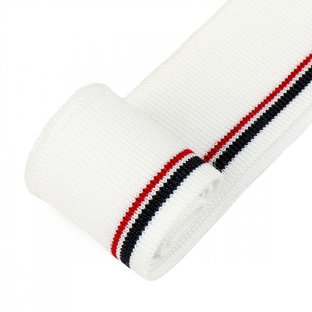 Подвяз (довяз) трикотажный 3.5х80 см, белый с т.синей и бордовой полосами, 100% п/э, 2 штуки