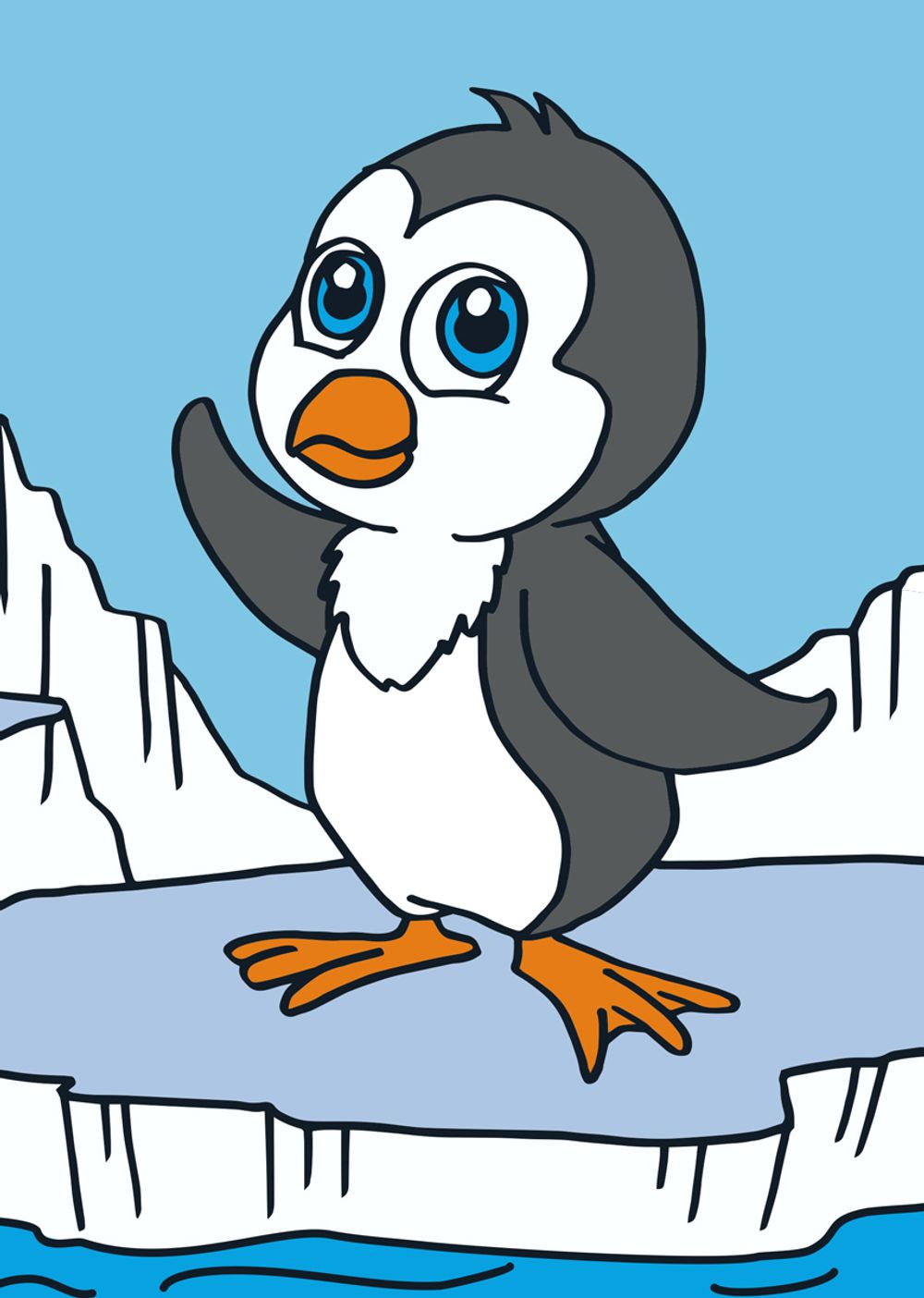 Набор для раскрашивания цветным песком №39 Пингвин на льдине, 16.5х23 см, Hobbius SPT-01