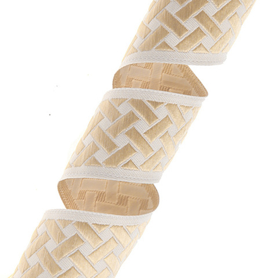 Лента (тесьма) жаккардовая 35.0 мм / 10±0.5 метров, бордюр Плетеный орнамент 35274 V7 золото