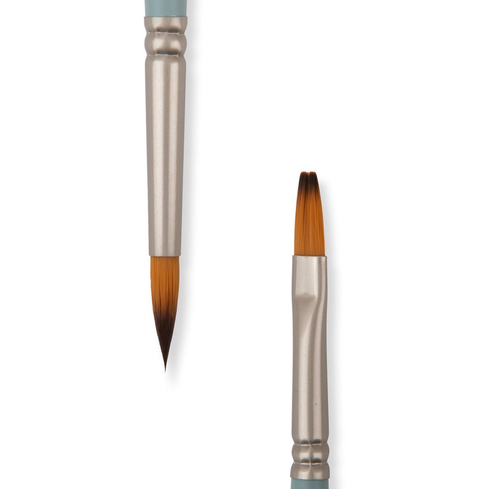 Кисть синтетика двусторонняя круглая/плоская, 5 шт, короткая ручка, №04, Vista-Artista 50130-4