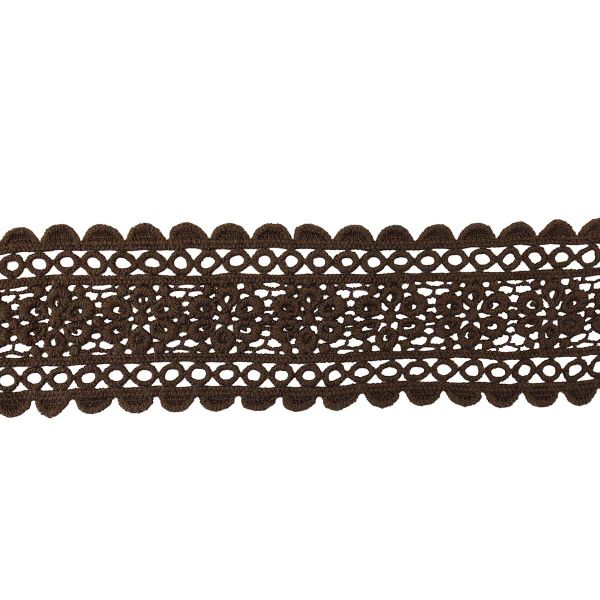 Кружево вязаное (тесьма) 65 мм, 495 коричневый, 13.71 м