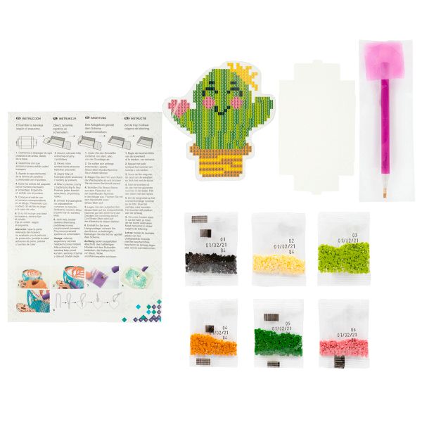 Алмазная (кристальная) мозаика Фрея, магнит Кактус, 9х8,5 см