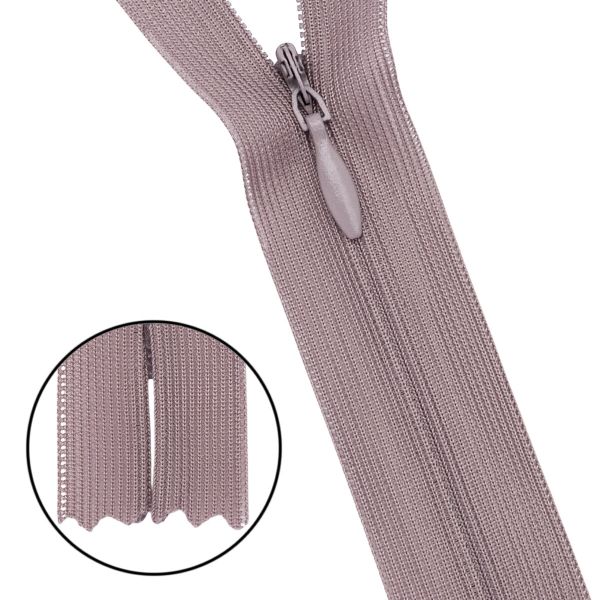 Молния потайная (скрытая) Т3 (3 мм) 1 зам., н/раз., 50 см, нейлон, 327 капучино, 10 шт