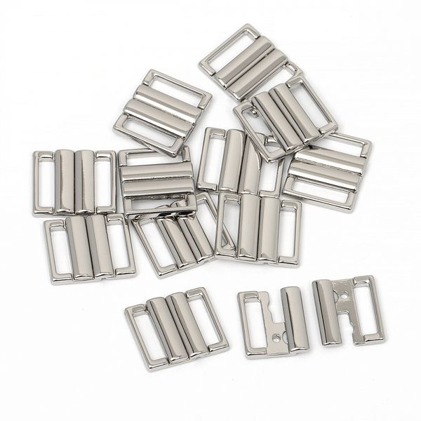 Пряжка-застежка для купальников металл 15 мм, 115SW, цв.никель уп.10 шт