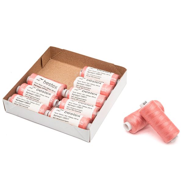 Нитки швейные бытовые Bestex 40/2, 365 м (400 ярд) / 10 кат., 039 розовый коралл