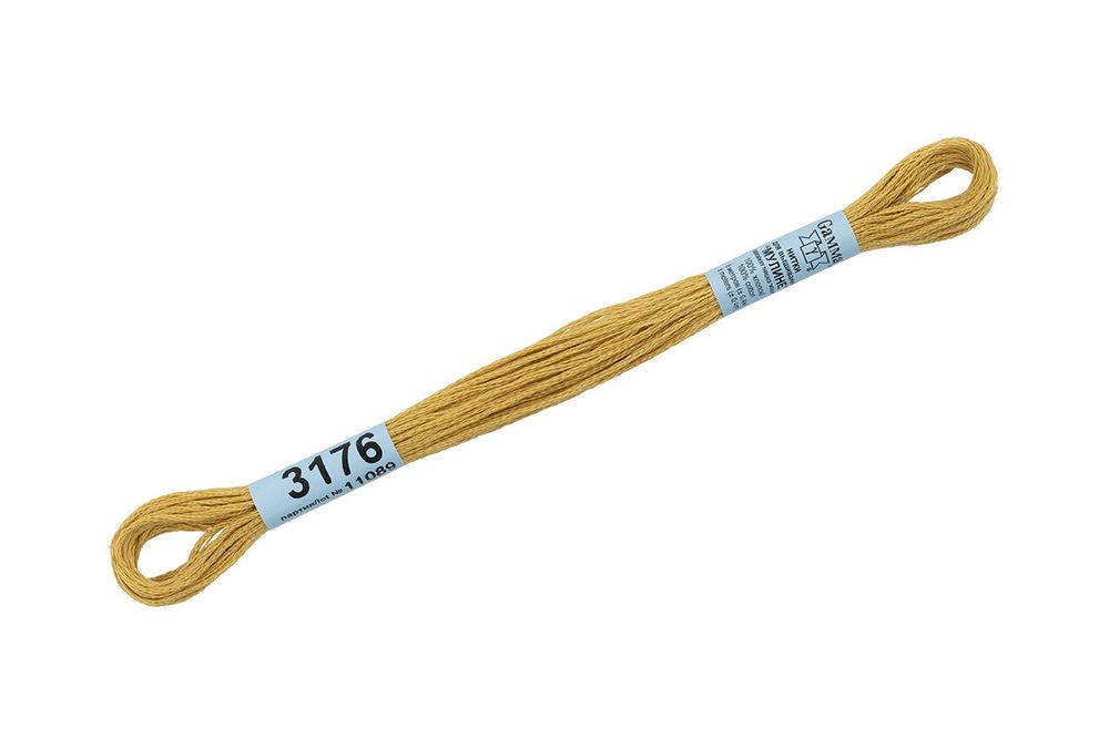 Мулине Gamma 100% хлопок, цв.3176 оливковый, 24 мотка по 8 метров