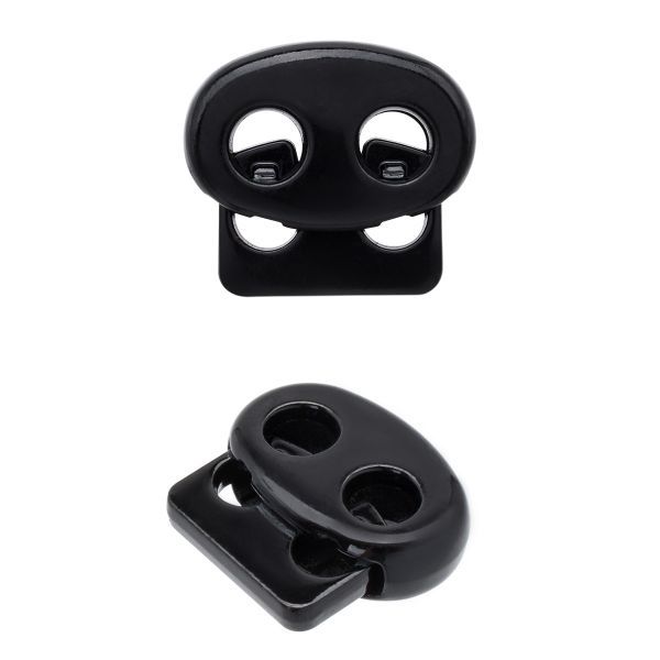 Фиксатор для шнура металл 1 отв., 15х17.8 мм, (in ⌀4 мм), 25 шт, глянцевый черный, MFR13