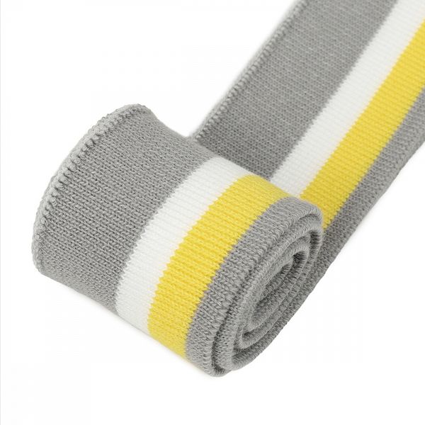 Подвяз (довяз) трикотажный 3.5х80 см, серый с белой и желтой полосами, 100% п/э, 2 штуки