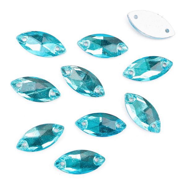 Хрустальные стразы миндаль голубой (без покрытия) 7х15мм, 10 штук Astra&Craft, МИ006НН715