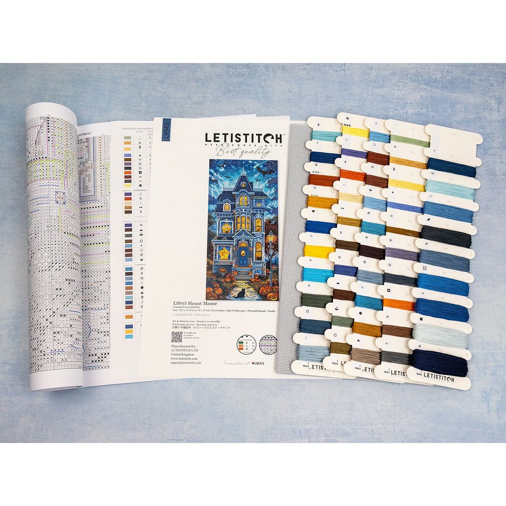 Набор для вышивания нитками LetiStitch L9945, Поместье-призрак 19х39см