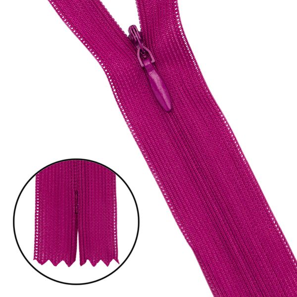 Молния потайная (скрытая) Т3 (3 мм) 1 зам., н/раз., 50 см, нейлон, F143 фиолетовый, 10 шт