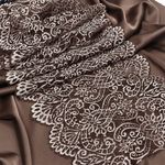 Кружево бельевое эластичное 240 мм / 120 м, Premium 40992, цв.168 серебристый пион+черный, Kruzhevo