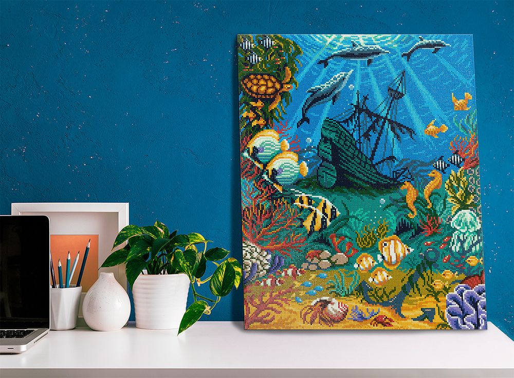 Алмазная (кристальная) мозаика Фрея ALPD-236, на подрамнике Сокровища океана, 40х50 см