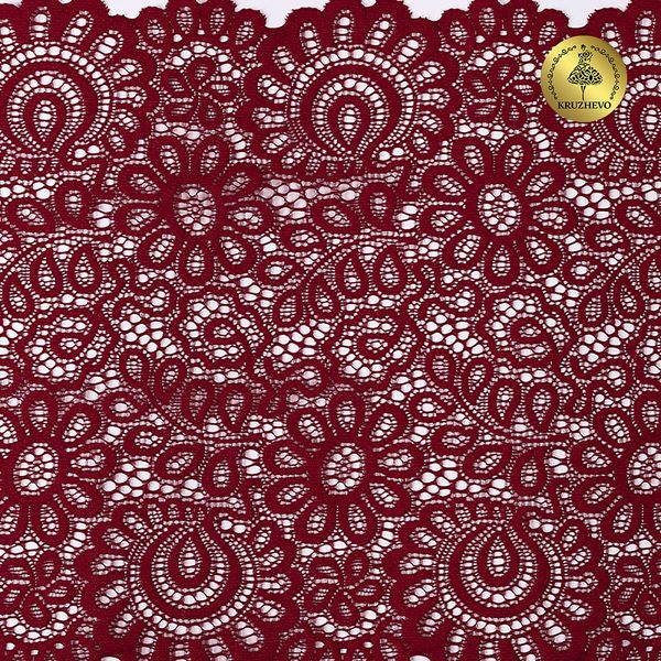 Кружево бельевое эластичное 205 мм / 3 м, TBY.YSTL00839, цв.101 т.красный, Kruzhevo