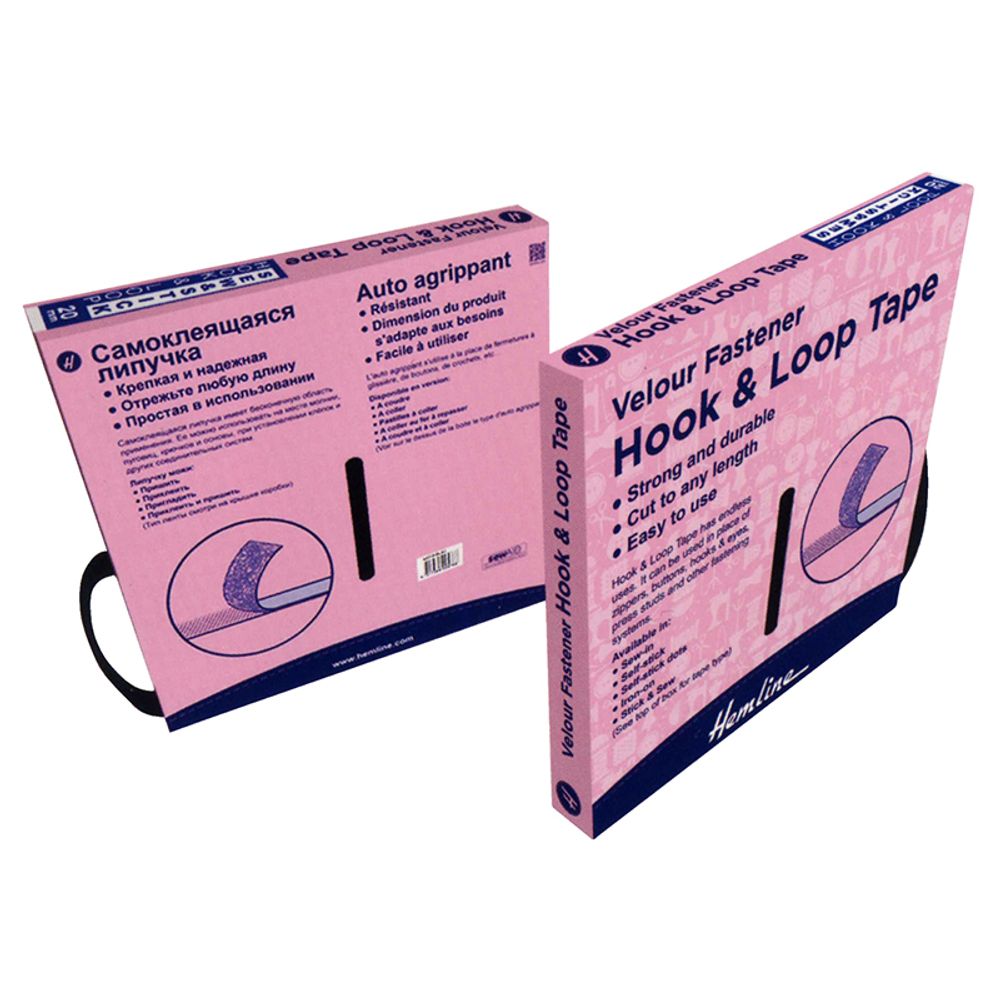 Лента контактная липучка (велкро) пришивная фасовка 20 мм / 12 метров, белый, /пара/, Hemline, 137334 /TOS/