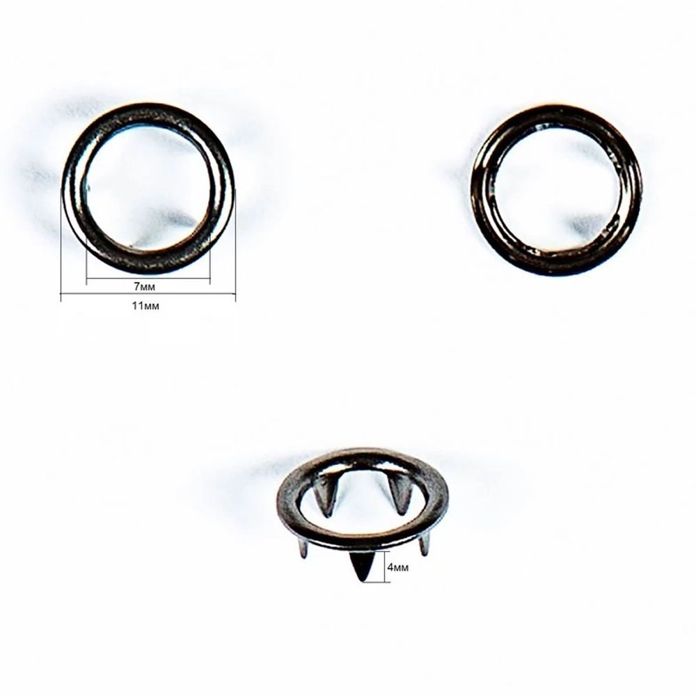 Часть кнопки рубашечной ⌀11 мм (A, D-части), черн. никель, 100 шт, BIG