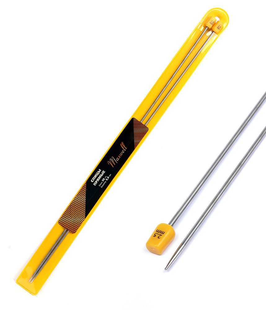 Спицы прямые Maxwell Gold, металл, 35-25 ⌀2,5 мм, 35 см (2 шт)