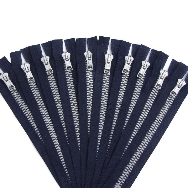 Молния трактор Arta Т6 (6 мм) 1 зам., н/раз., 18 см, Decor, цв. 044 т.синий / 991 алюминий, уп.10 шт