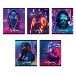 Тетрадь ученическая общая, глянцевая ламинация, A5+ 96 л. на скобе 60 г/м², белизна 100%, 5 шт, линия в термоусадочной пленке, 000796 Игромания, Светоч 96ТЕТл-004