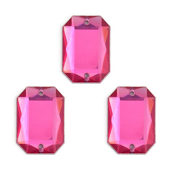 Стразы пришивные акриловые 18x25 мм, MG.AF.02 прямоугольник цв.08 малиновый, 50 шт
