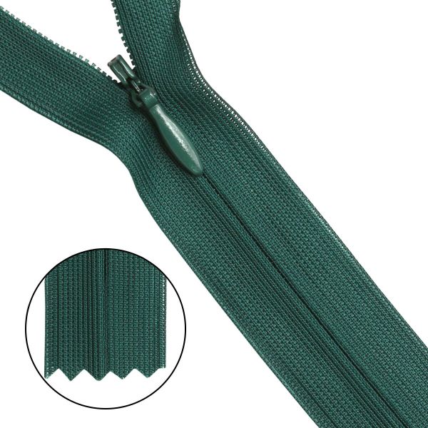Молния потайная (скрытая) Т3 (3 мм) 1 зам., н/раз., 20 см, зеленый, 31212 / 20, 10 шт