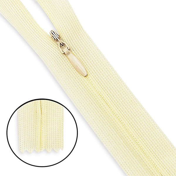 Молния потайная (скрытая) Т3 (3 мм) 1 зам., н/раз., 20 см, нейлон, F103 молочный, 10 шт