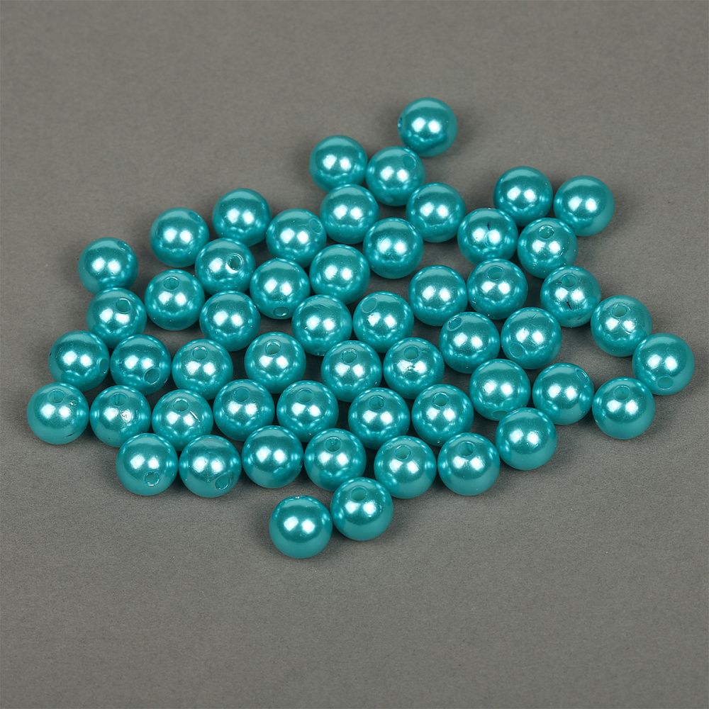 Бусины пластик (перламутр) ⌀12 мм, цв. 099 яр.бирюзовый, 50 гр. (53 шт), Magic4Hobby