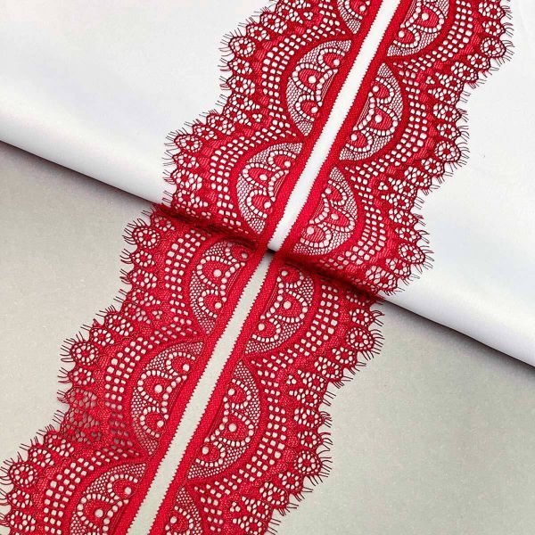 Кружево эластичное (стрейч) 60 мм / 2.7 метра, C520 темно-красный, QYE-021