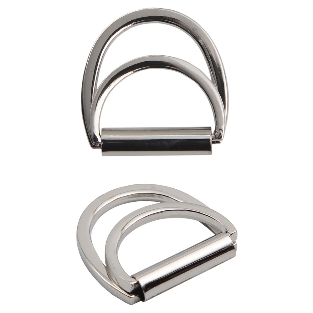 Полукольцо двойное металл внутр. 25 мм (внешн. 32х30 мм), 2 шт, металл, серебро никель, MT-1852