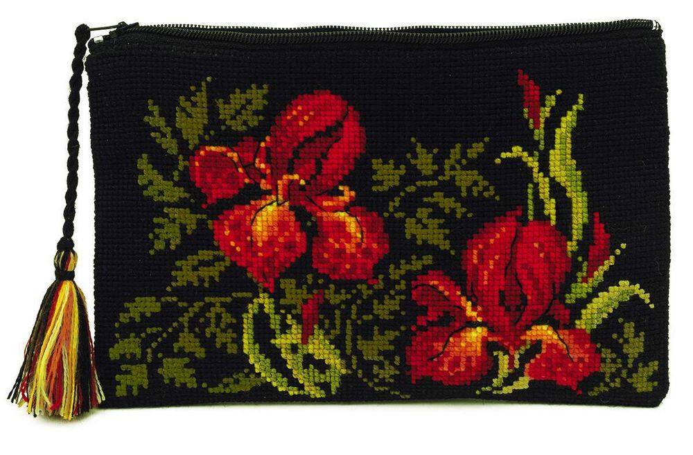 Набор для вышивания нитками Риолис, Косметичка Ирисы 20х13 см