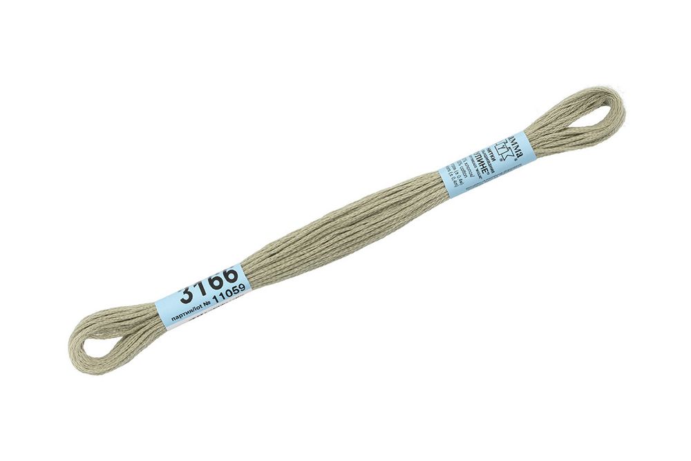 Мулине Gamma 100% хлопок, цв.3166 гр.серый, 24 мотка по 8 метров