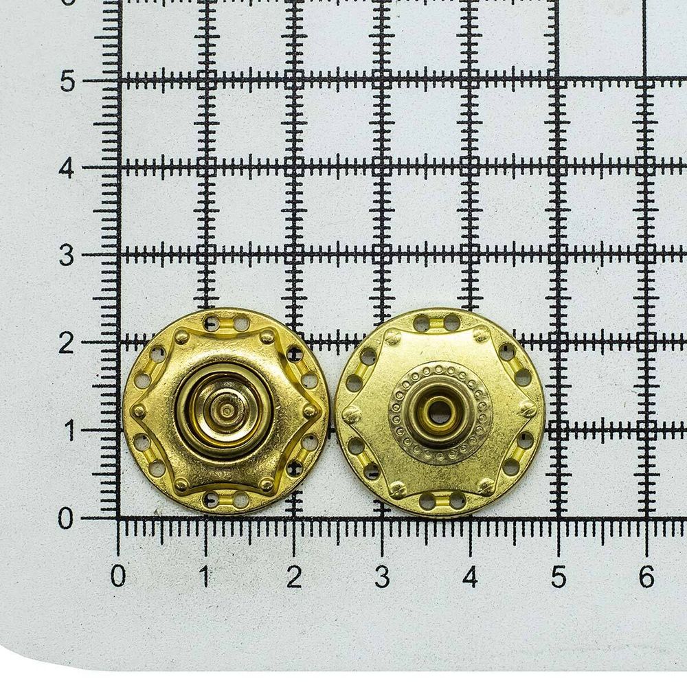 Кнопка пришивная металл ⌀24.0 мм, золото, нержавеющий металл, 4 шт, BIG