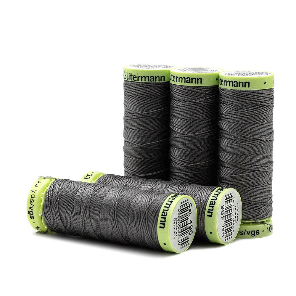 Нитки отделочные Gutermann Top Stitch, 30м, 496 серо-стальной, 5 катушек
