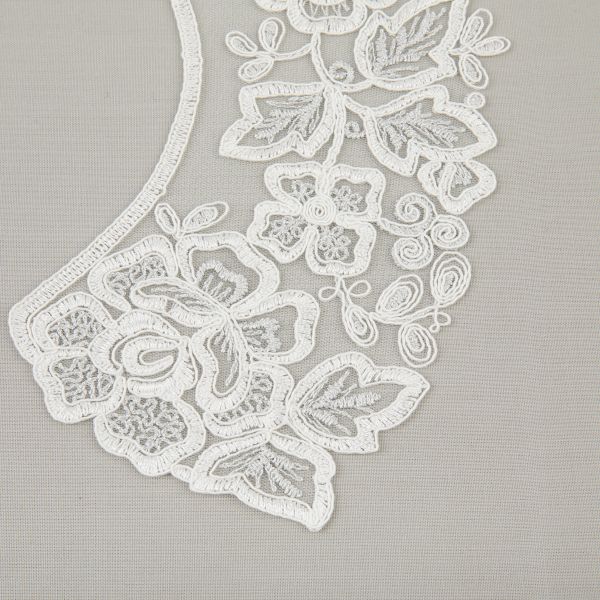 Пришивной кружевной воротник 100 мм, на сетке, 5 пар, Турция, кремовый/под серебро, Gamma VKRM-27-02