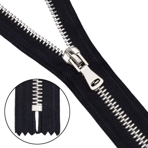 Молния металл Т8 (8 мм) 1 зам., н/раз., 18 см, никель, 580 черный, 10 шт, 18018-1