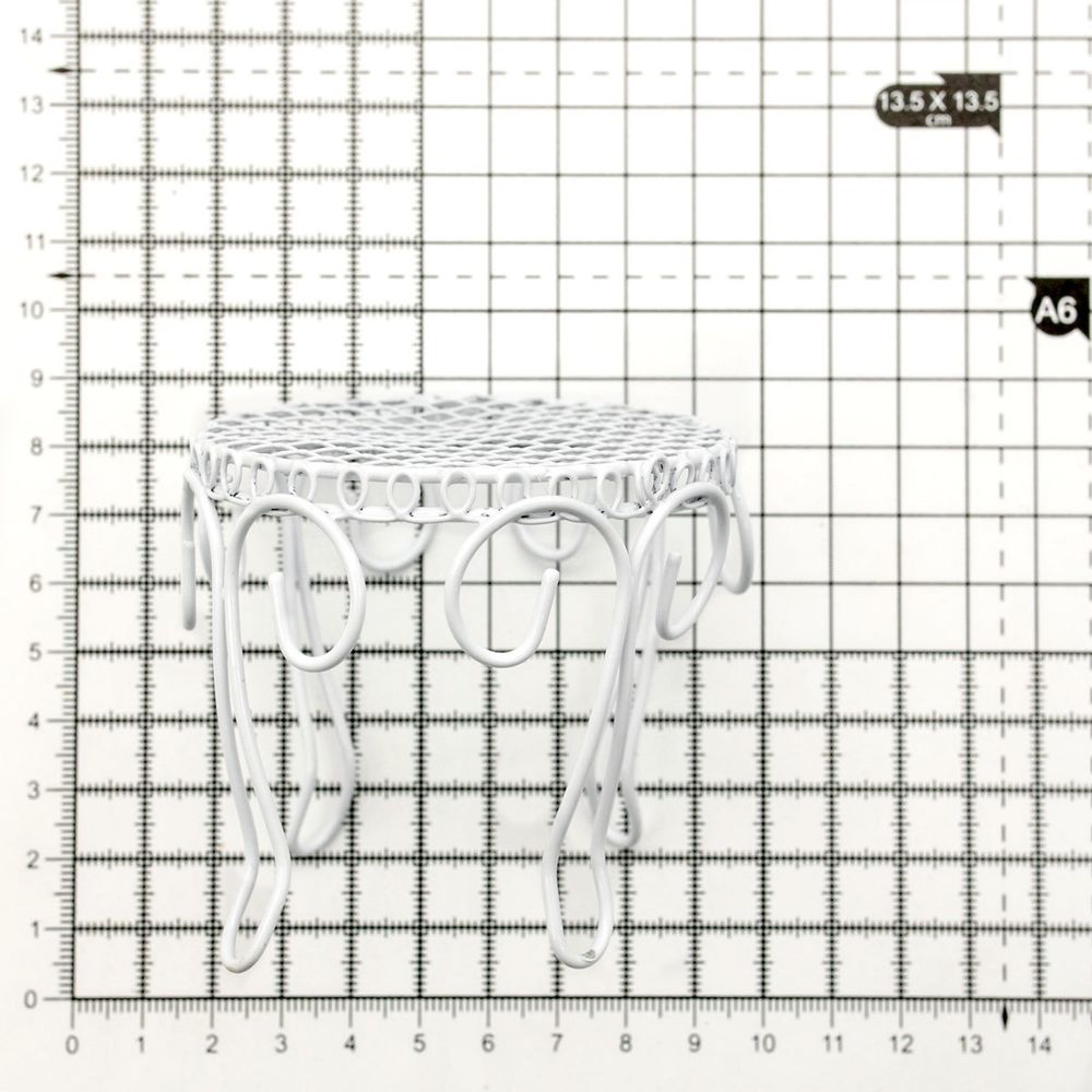 Миниатюра кукольная: Стол витой, 7х7см, белый
