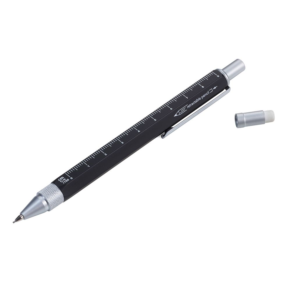 Ручка шариковая Troika многофункциональная Construction Drop Action, металл, 13.7х1.1х1.2 см, черный