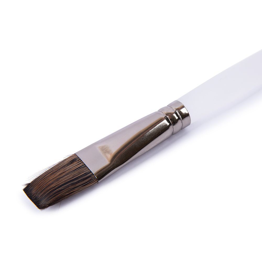 Кисть белка (набор) микс плоская, 5 шт, длинная ручка, плоские 4, 6, 8, 10, 12, Аква-колор IZO-MIX-02-05