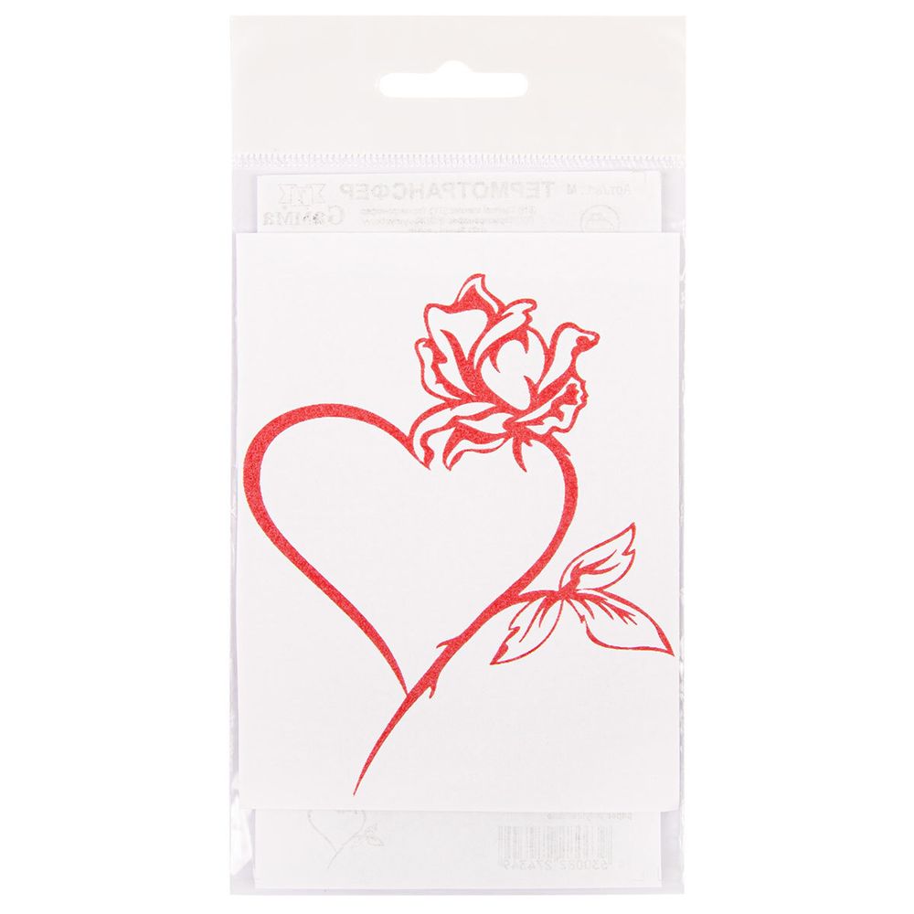Термотрансфер №04, 1 шт, M-413 Сердце с розой 9х11 см, Gamma