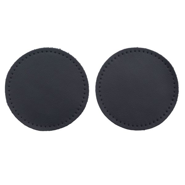 Заплатки пришивные из кожи, круг ⌀8см с перфорацией, 2 шт, 100% кожа, 05 темно-синий, 9121