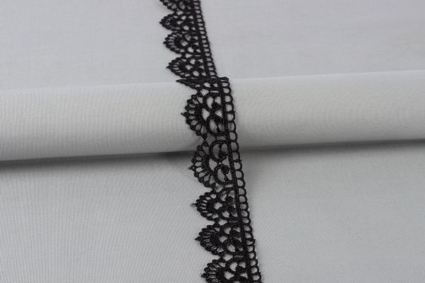 Кружево гипюр (плетёное) 30 мм / 10 м, GP002BL черный, Gamma GGM-3004