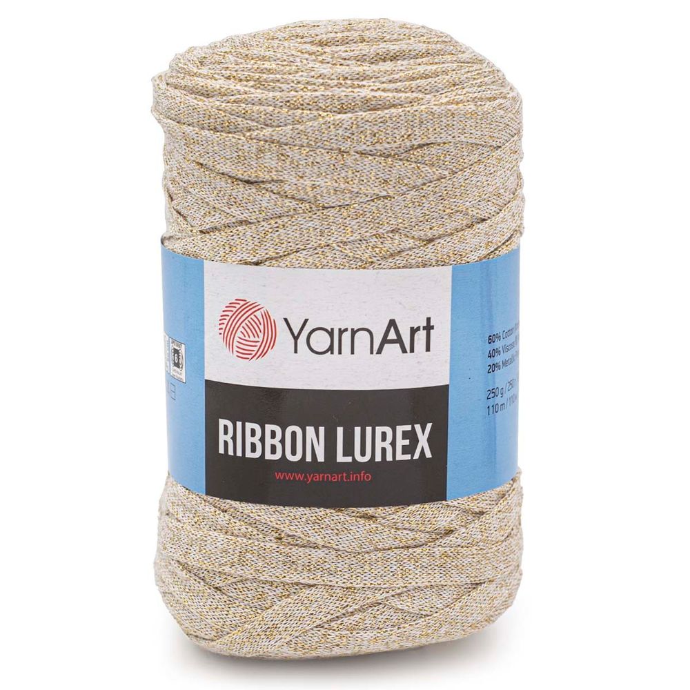 Пряжа YarnArt (ЯрнАрт) Ribbon Lurex / уп.4 мот. по 250 г, 110м, 724 белое золото