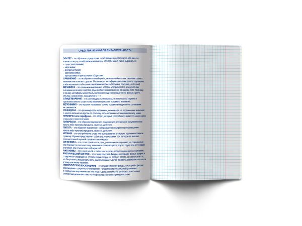 Тетрадь со справочным материалом Полёт идей, A5+ 48 л. на скобе 60 г/м², белизна 90%, 10 шт, линия, 000496 Литература, Светоч 48ТПСКп5_0_2_2