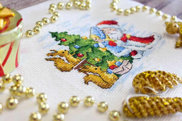 Набор для вышивания нитками МП Студия (Жар-птица), Праздничная ёлка, 11х13 см