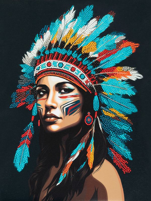 Алмазная (кристальная) мозаика Фрея ALPD-215, на подрамнике Индианка, 30х40 см